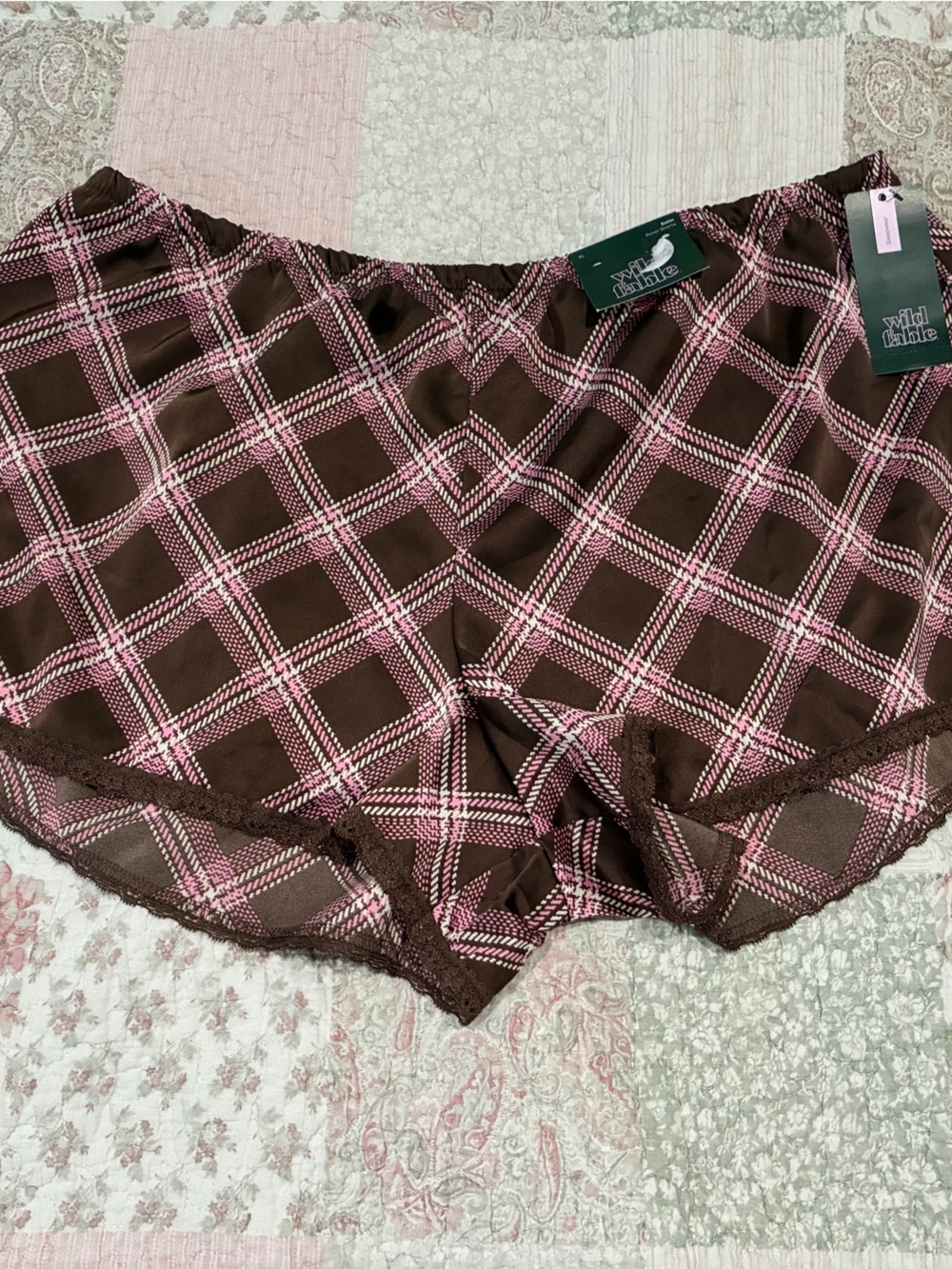 wild fable Brown and Pink Plaid Sleep Shorts